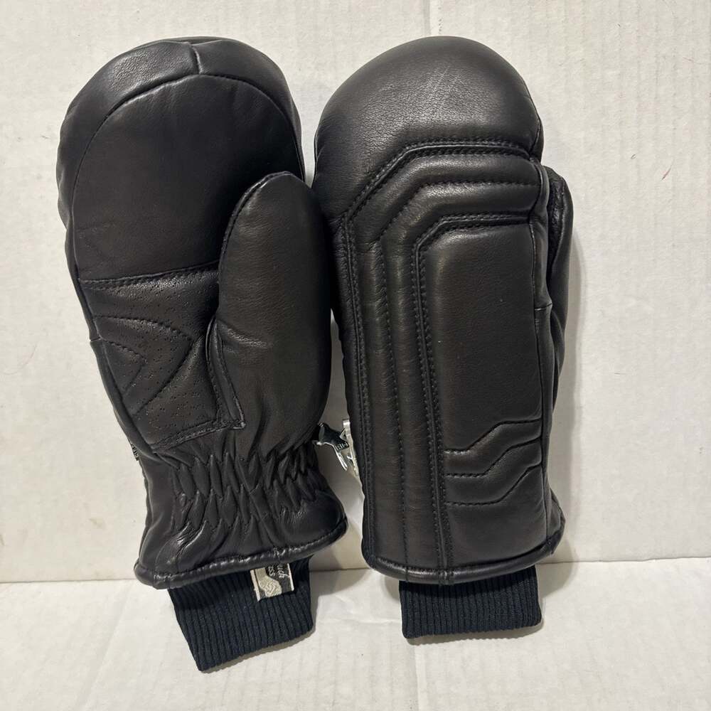 VTG Touch Class Ladies Black LEATHER Snow Mittens 80s 90s Ski Gloves Sz Small